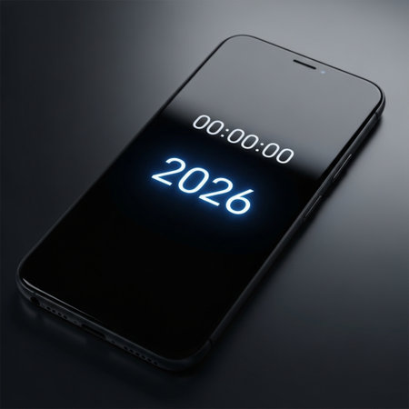 New Year 2020 on the screen of a smartphone. 3d renderingの素材
