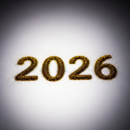 Happy New Year 2020. Golden glittering number on a white backgroundの素材