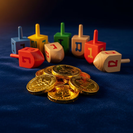 A still life composed of elements of the Jewish Chanukah/Hanukkah festival.の素材