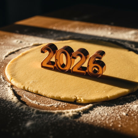 New Year's Eve cookies in the form of numbers 2020 on the doughの素材
