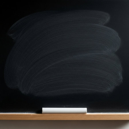 Blackboard with white chalk on the blackboard. Education concept.の素材