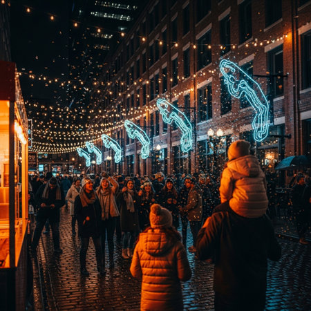Christmas lights on the streets of Amsterdamの素材