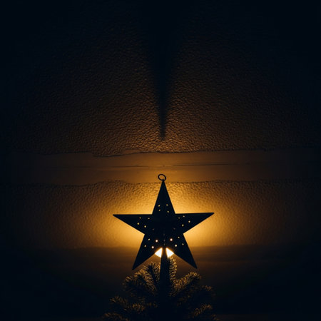 Christmas star on a background of the night sky. Christmas card.の素材