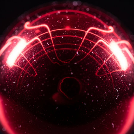 Abstract red christmas background with bokeh defocused lights.の素材