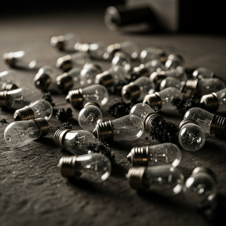 Vintage incandescent light bulbs on a dark background. Toned.の素材