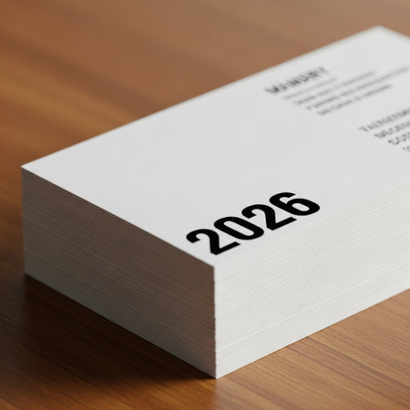 New Year card on a wooden table, close-up. 2020の素材