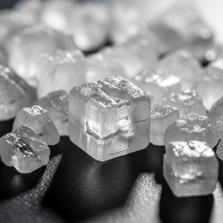 cubes of sugar on a black background close-up. macroの素材
