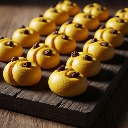 cookies with raisins on a wooden board, closeupの素材