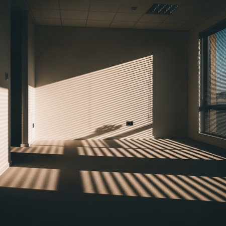 sunlight and shadow on the wall in the office building, sunbeamの素材