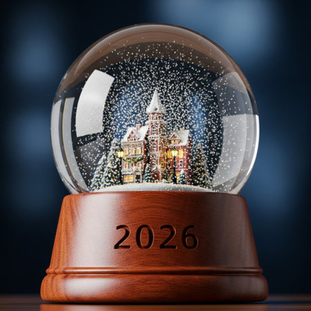 Snow globe with christmas city in the snow. 3D renderingの素材