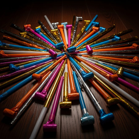 A lot of colorful candies on wooden background. Toned.の素材