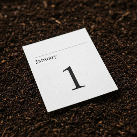 1 january calendar on a background of ground coffee, calendar conceptの素材