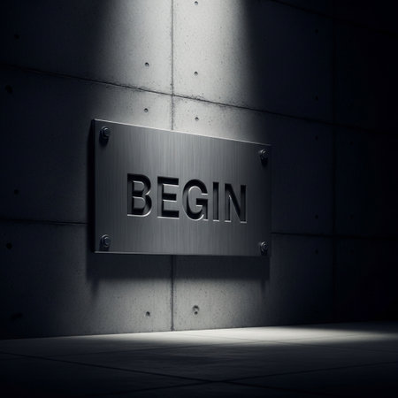 3D rendering of a signboard with the word began in itの素材
