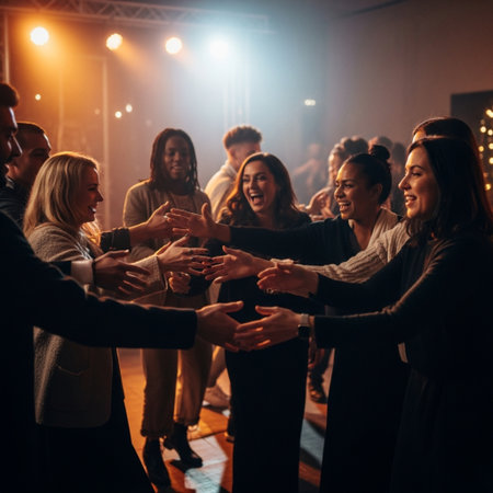 Group of young people dancing in a night club. Group of young people having fun together.の素材