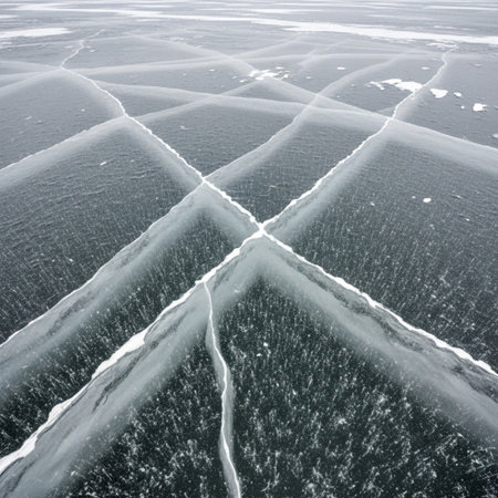Ice hummocks on the frozen lake Baikal in winterの素材