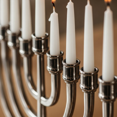 A still life composed of elements of the Jewish Chanukah/Hanukkah festival.の素材