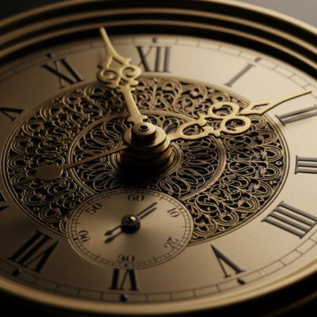 Vintage clock face closeup. Time concept. Selective focus.の素材
