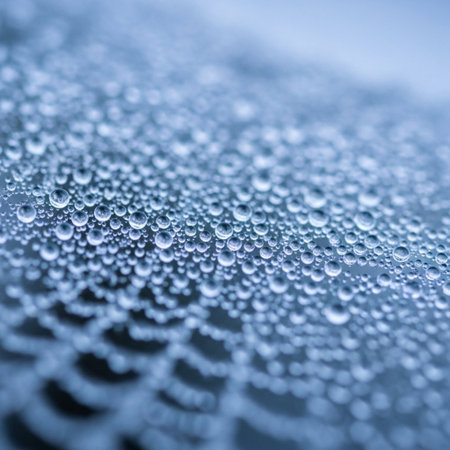 Close-up of dew drops on a spider web. Macroの素材