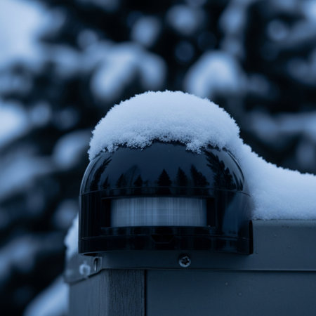 Snow covered street lamp on a winter day. Selective focus. Toned.の素材