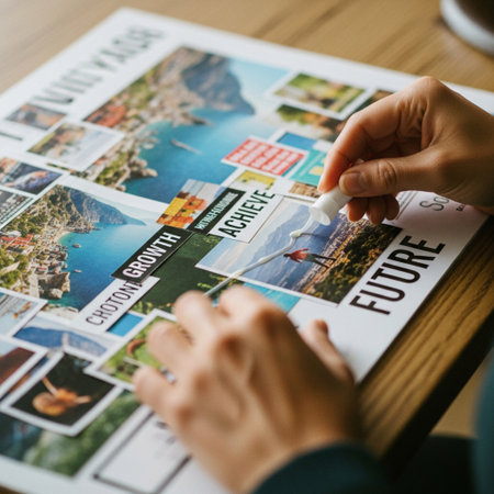 Woman reading magazine on wooden table. Close up of female hands holding magazine.の素材