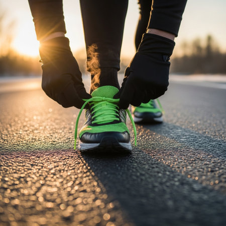 Runner athlete running on road at sunrise. woman fitness jogging workout wellness concept.の素材