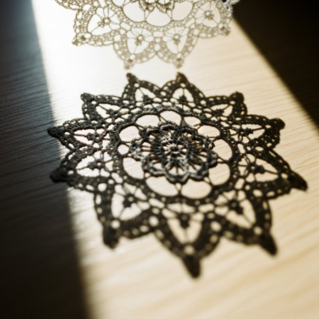Wedding details, lace on a wooden table. Selective focus.の素材