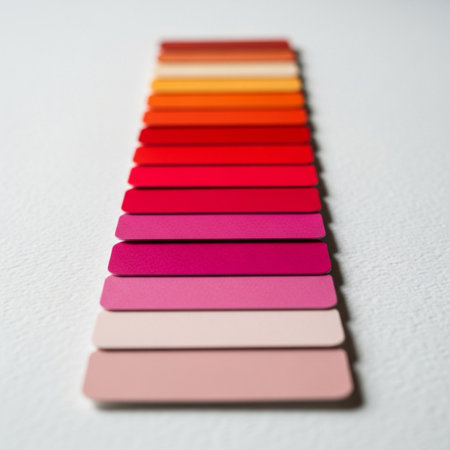 Colored samples of paint on a white background. Selective focus.の素材