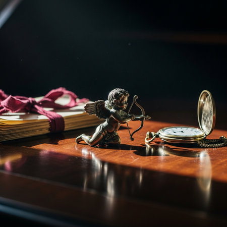 Antique pocket watch on wooden table. Close-up image.の素材
