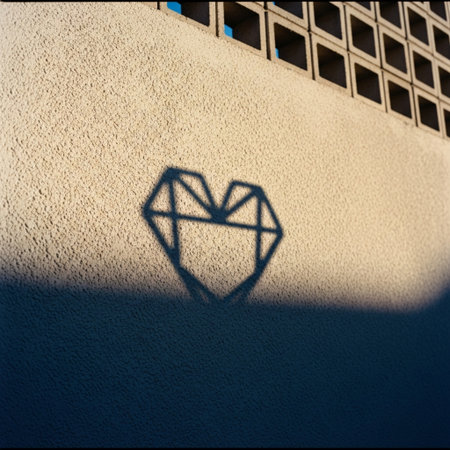 Heart shaped shadow on the wall. Symbol of love and romance.の素材