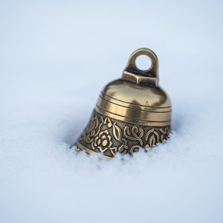 Christmas bells in the snow. Christmas background. New Year concept.の素材