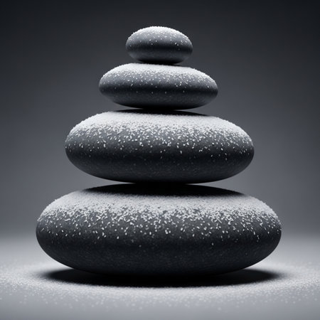 Zen stones on a dark background. 3D rendering. High quality photoの素材