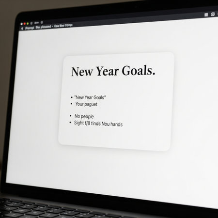 Laptop screen with new year goals website on the display. (series)の素材