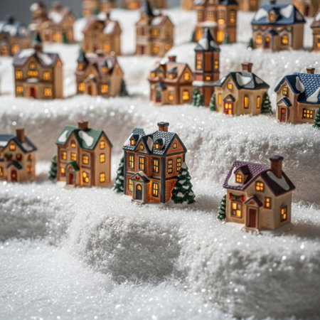 Miniature houses in the snow. Christmas and New Year concept.の素材