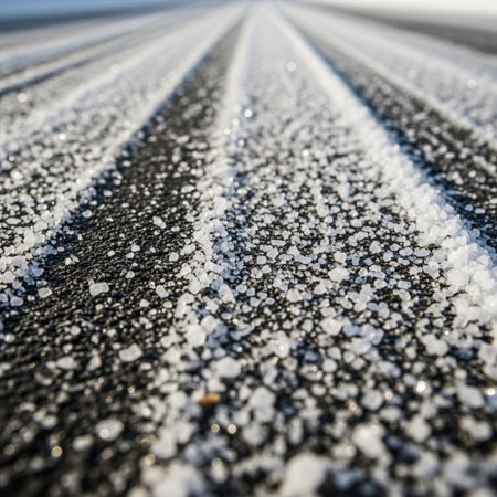 snowflakes on the surface of the asphalt as a backgroundの素材