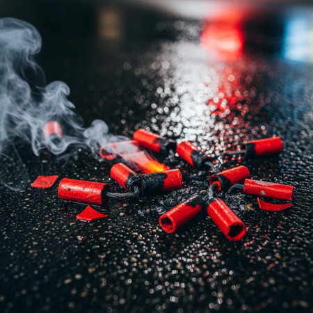 Firecrackers on a black background. Conceptual image of terrorism.の素材