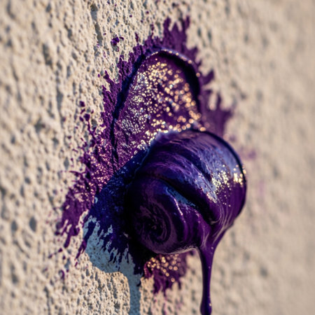 Purple nail polish on a concrete wall. Close-up.の素材
