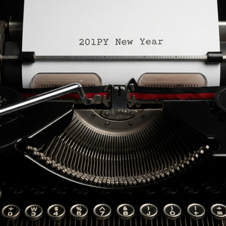 New Year's Eve is coming! Happy New Year written on a vintage typewriter.の素材