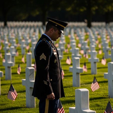 Soldier at Arlington National Cemetery in Washington DC, USAの素材