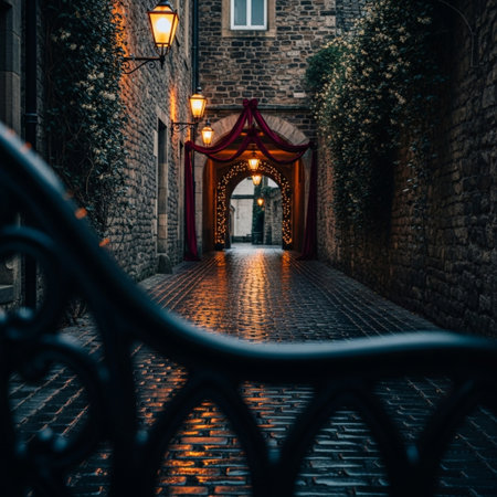 Cobbled street in the old town of Edinburgh, Scotland.の素材
