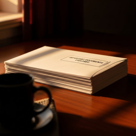 Cup of coffee and book on a wooden table in sunlight.の素材