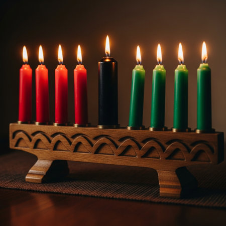 Jewish holiday Hanukkah with menorah (traditional candelabra) and candlesの素材