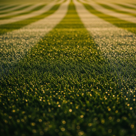 Soccer field with green grass. Abstract background and texture for design.の素材