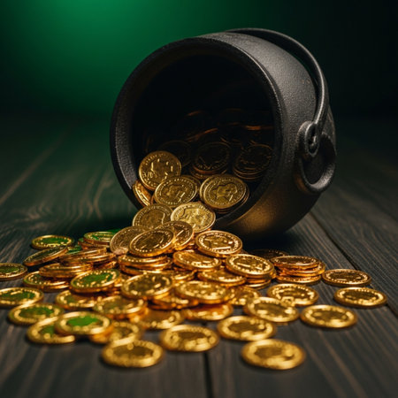 Coins in a pot on a dark background. Gold coins.の素材