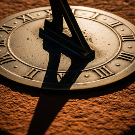 A closeup shot of a sundial on an outdoor baseball fieldの素材