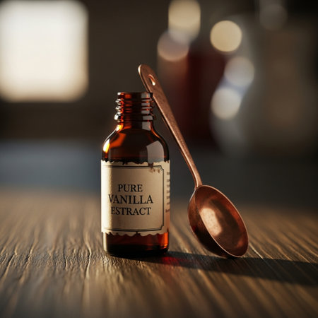 A bottle of essential oil with a label on it. Selective focus.の素材