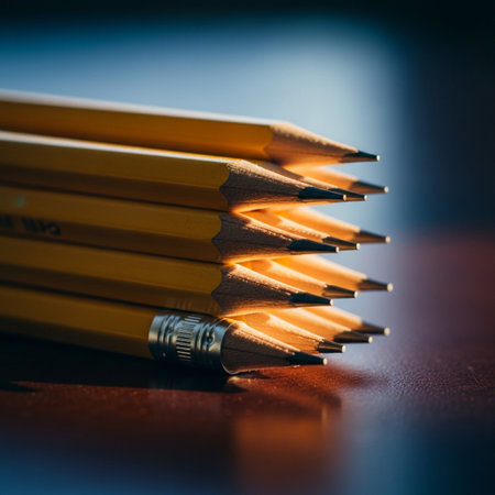 Pencils on a table. Shallow depth of field.の素材