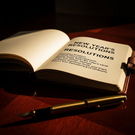 Close up of a book with a fountain pen on a wooden tableの素材