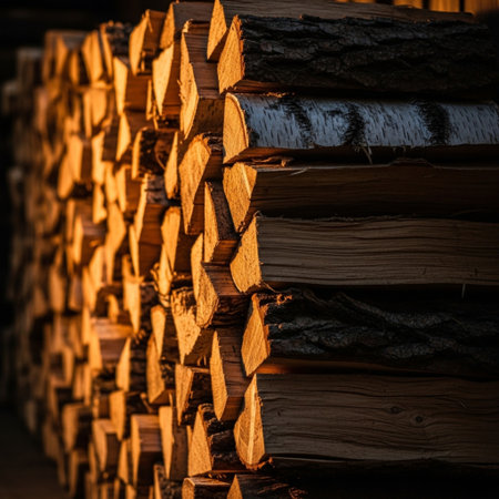 Firewood stacked in a pile. Firewood stacked in a pile.の素材