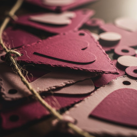 Valentines day background with hearts and ribbons. Toned.の素材