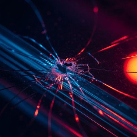 Broken glass on a dark background. Shallow depth of field.の素材